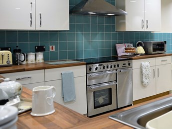 A household kitchen at Castle Brook care home in Kenilworth