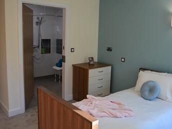 A single bedroom at Castle Brook care home in Kenilworth